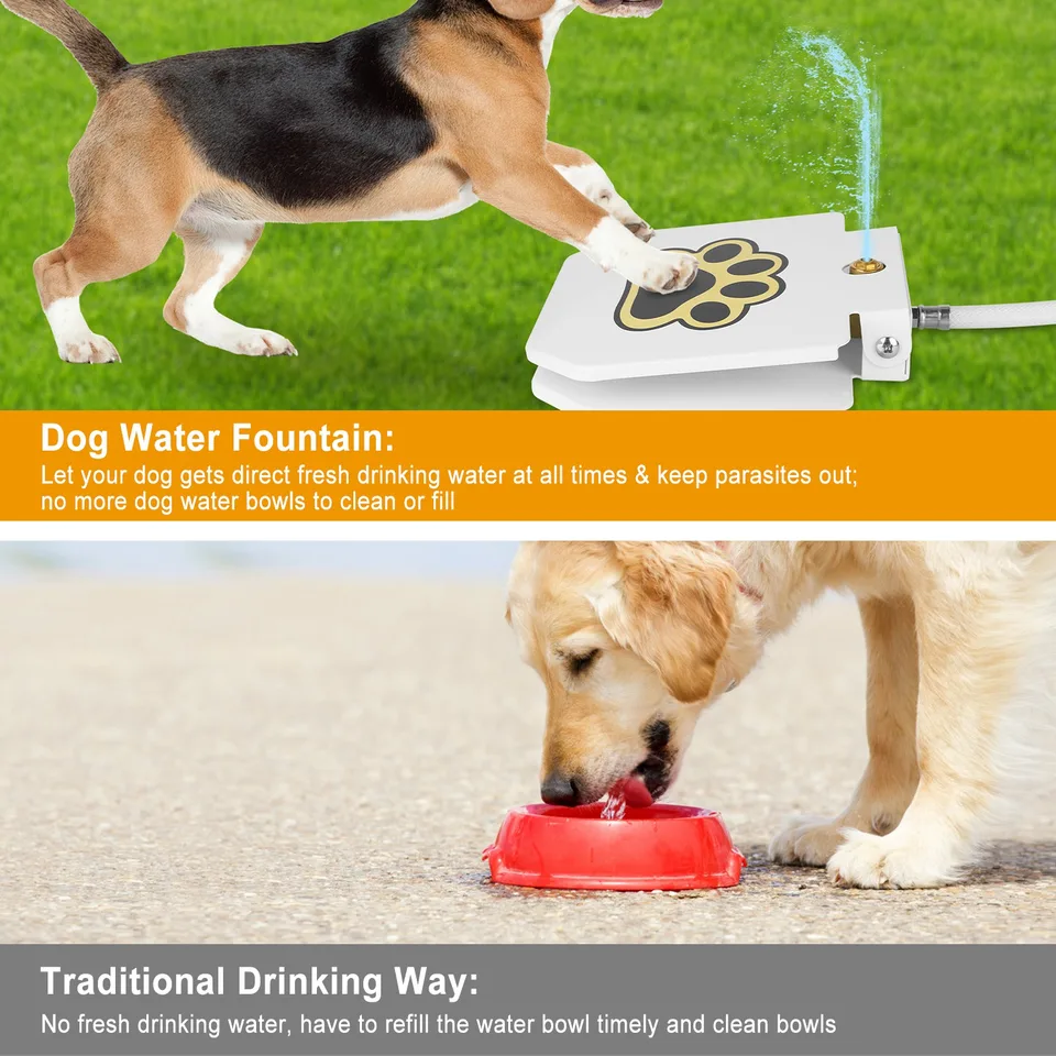 1 Pc Dog Water Fountain Outdoor Dog Pet Water Dispenser Step-on Activated Sprinkler With Interactive Paw Pedal Valve For Drinking Water view 3