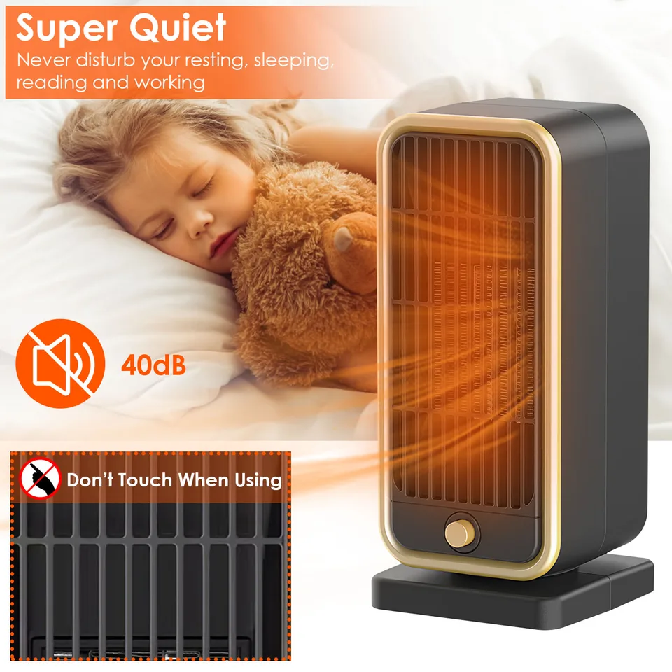 1Pc 500W Portable Electric Heater PTC Ceramic Heating Space Heater Overheating Tip Over Protection 3S Heating Space For 322 Sq FT Home Office Use view 2