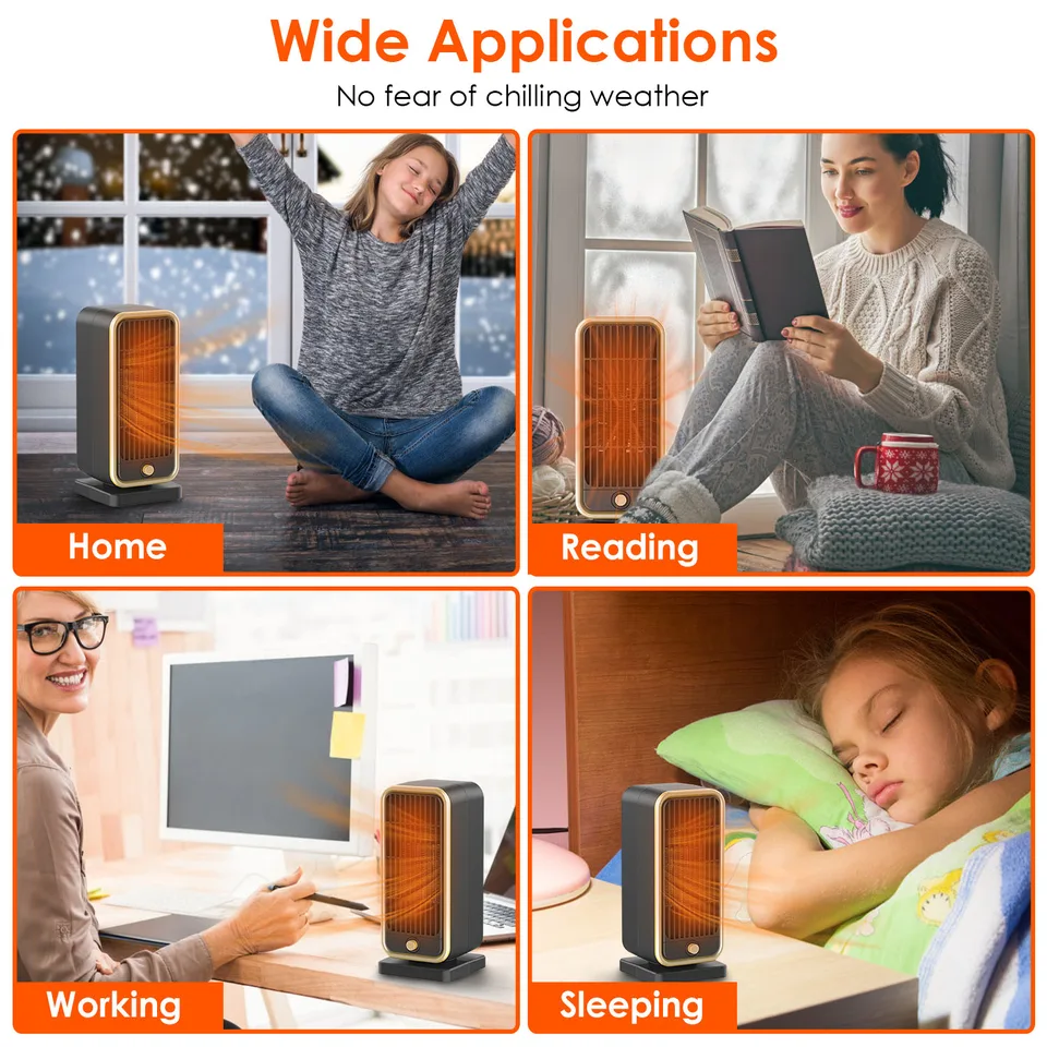 1Pc 500W Portable Electric Heater PTC Ceramic Heating Space Heater Overheating Tip Over Protection 3S Heating Space For 322 Sq FT Home Office Use view 4