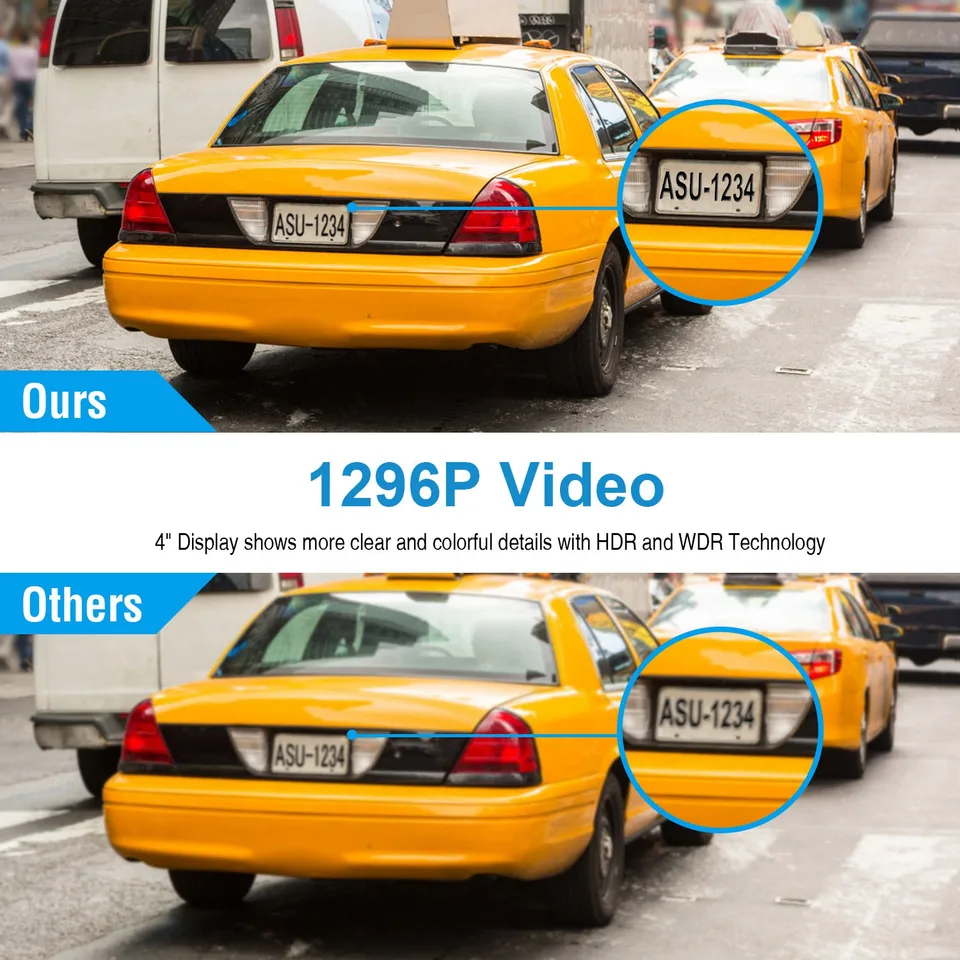 1296P Car DVR Dash Camera 4In 3 Lens Vehicle Driving Recorder Seamless Recording view 4