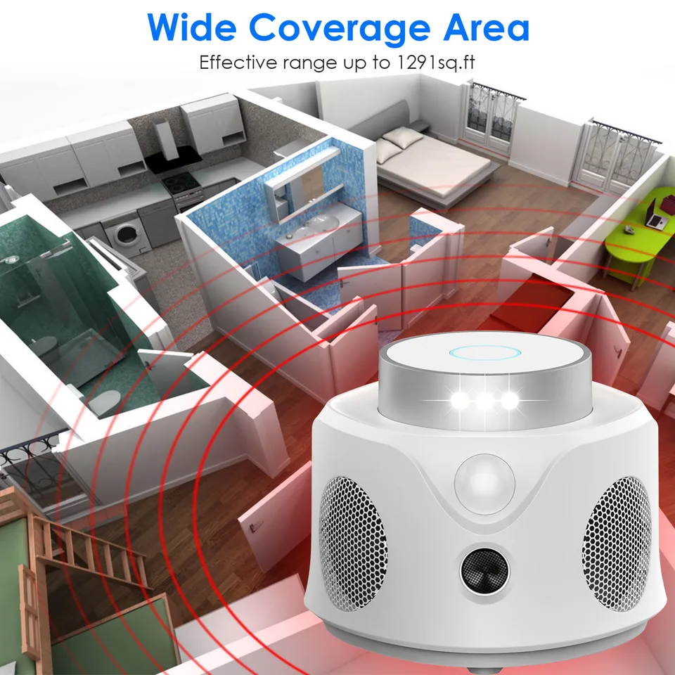 1 Pc 360 Degree Ultrasonic Mice Repellent Indoor Rodent Repeller Mice Rat Squirrel Rodent Chaser With 3 Modes 9 Strobe Lights For Kitchen view 2