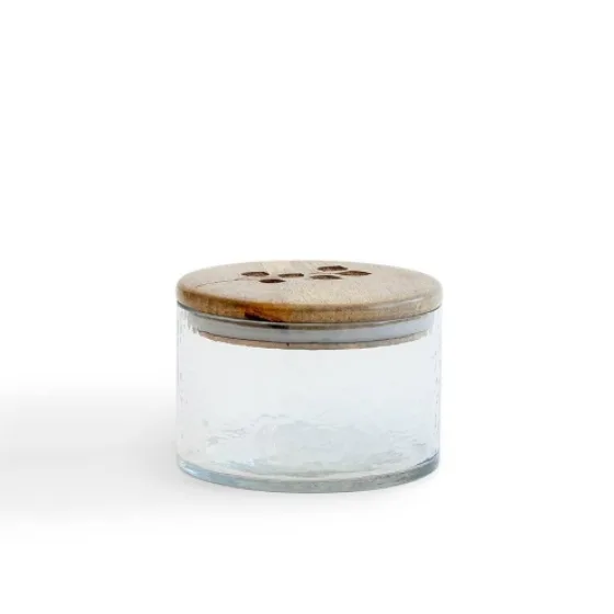 Leafy Twig Glass Jar Container With Wooden Lid-700 Ml view 4