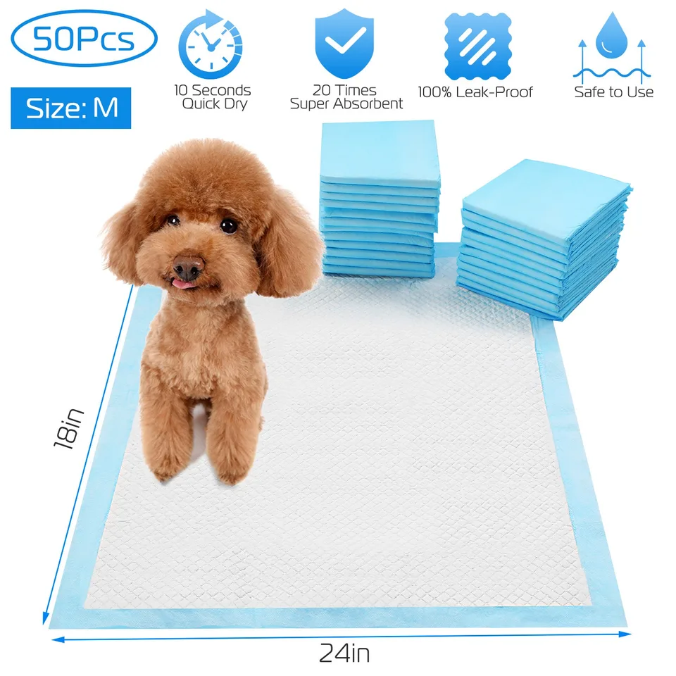 50 Pcs Per Set Dog Training Pads Puppy Pee Pads Cat Wee Mats Potty-Train 24in X 18in M