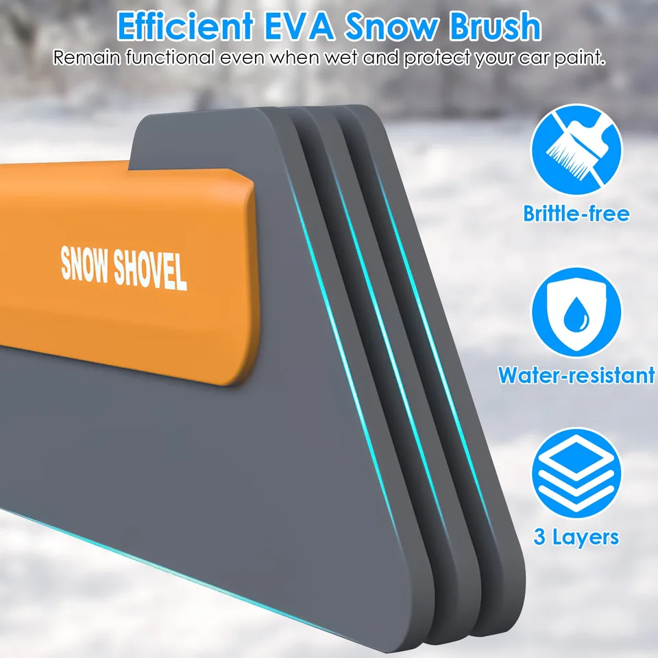 1 Pc 3 In 1 Car Snow Removal Shovel With Lights Car Snow Removal Tool Telescopic Windshield Ice Scraper Snow Brush Shovel view 3