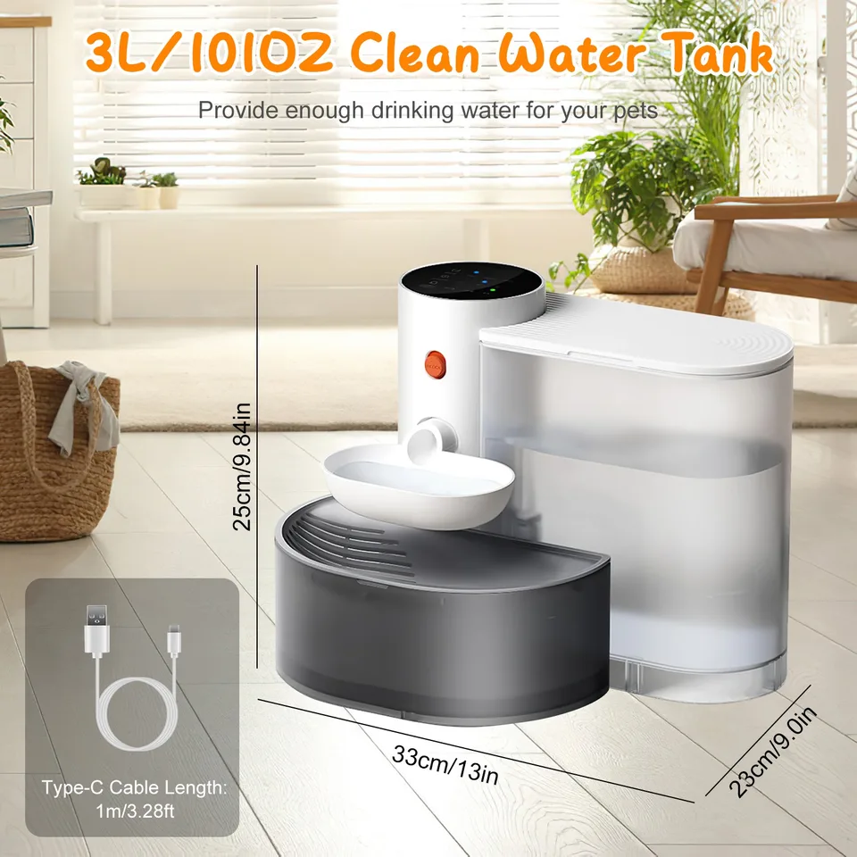 1 Pc Smart Pet Water Fountain Automatic Cat Water Dispenser 3L Cordless Rechargeable Dog Water Fountain Self-Refill With 3 Adjustable Volume view 4