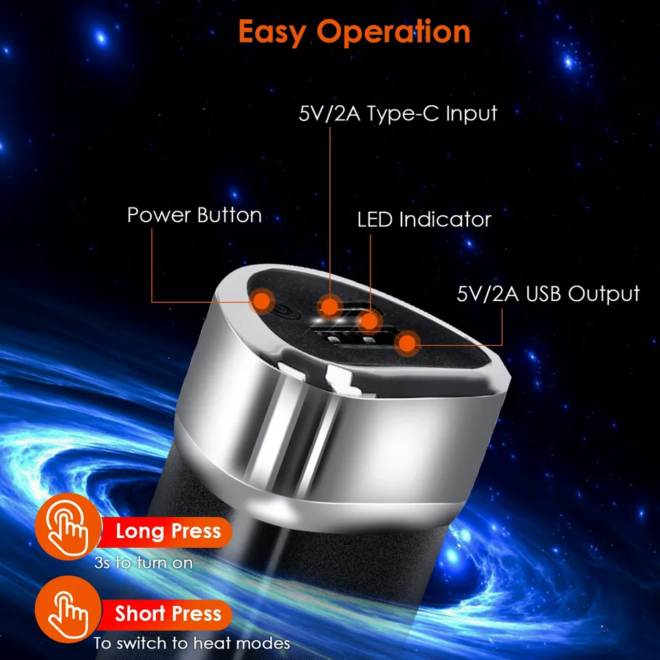 2 Packs Split-Magnetic Handwarmers 2 In 1 Portable Electric Pocket Heater Power Bank Portable Charger With 3 Heating Levels For Camping view 4