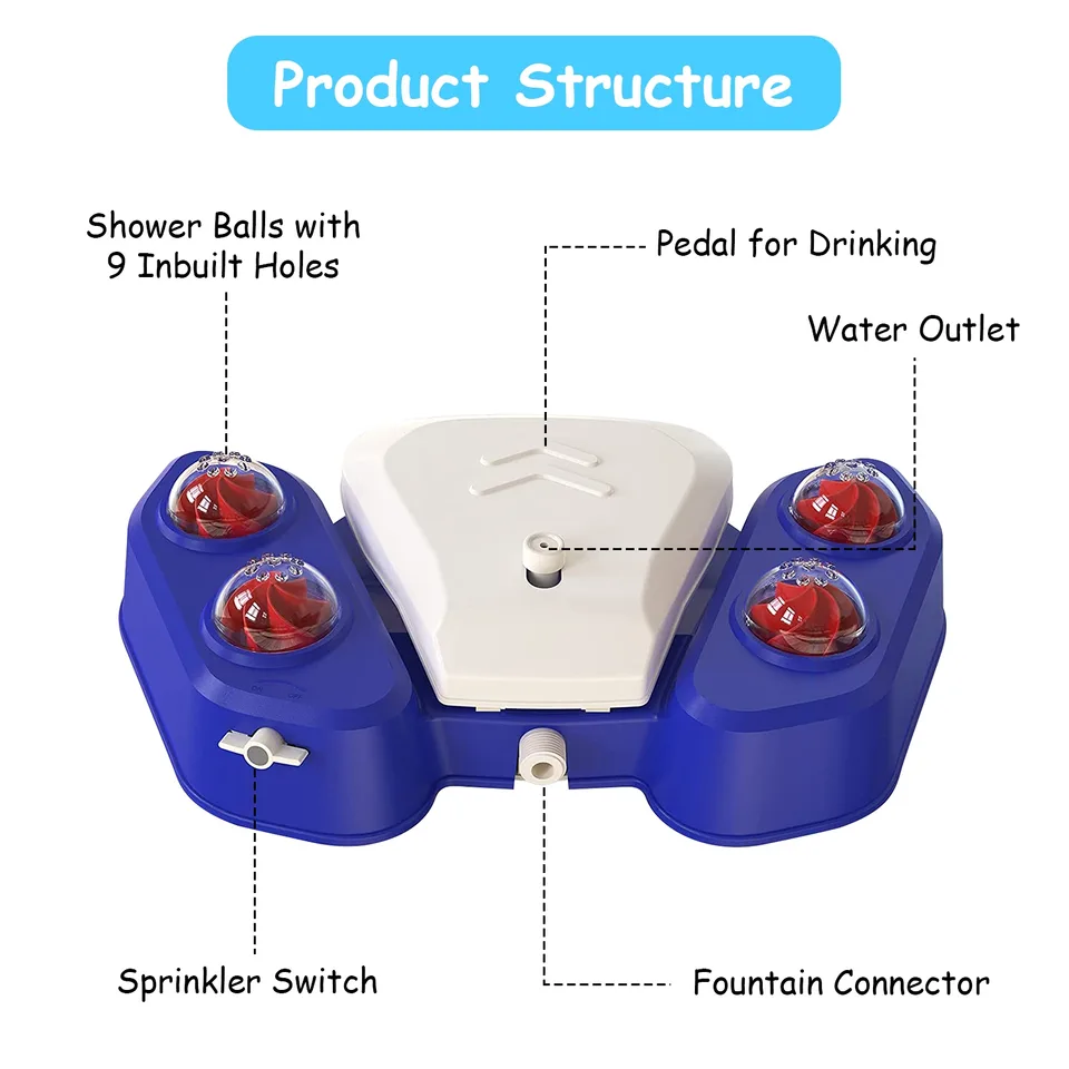 Blue-Yellow Color Options -- 1 Pc Dog Water Fountain Multifunctional Automatic Pet Water Dispenser Outdoor Step-on Activated Sprinkler For view 4