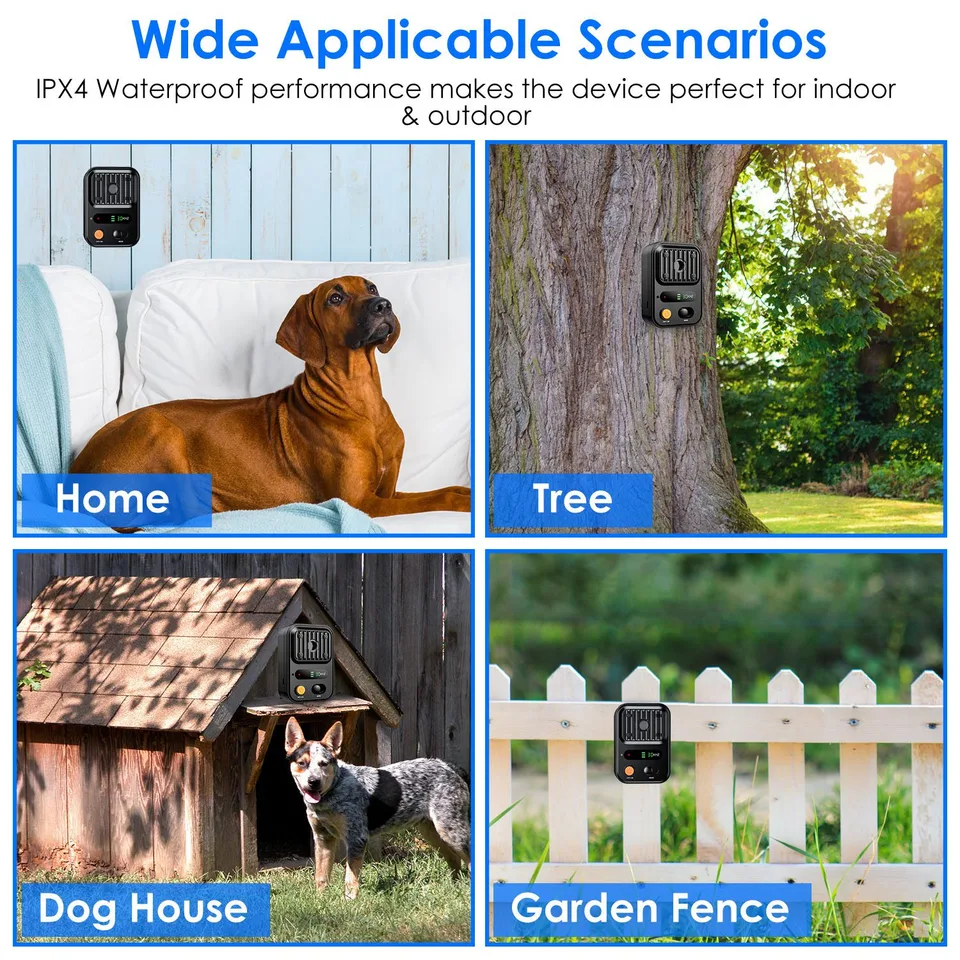Black-Green Color Options -- 1 Pc Ultrasonic Anti-Barking Device Rechargeable Auto Dog Bark Control Deterrent Box Training Device IPX4 view 4