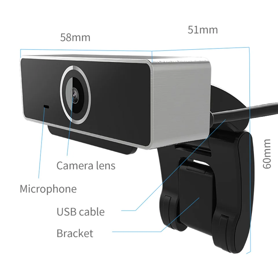 1Pc FHD 1080P Webcam USB PC Computer Webcam Auto Focus With Microphone 60-Degree Widescreen Desktop Laptop Webcam Live Streaming Webcam With Rotatable Clip For Live Broadcast Video Calling Conferencin view 3
