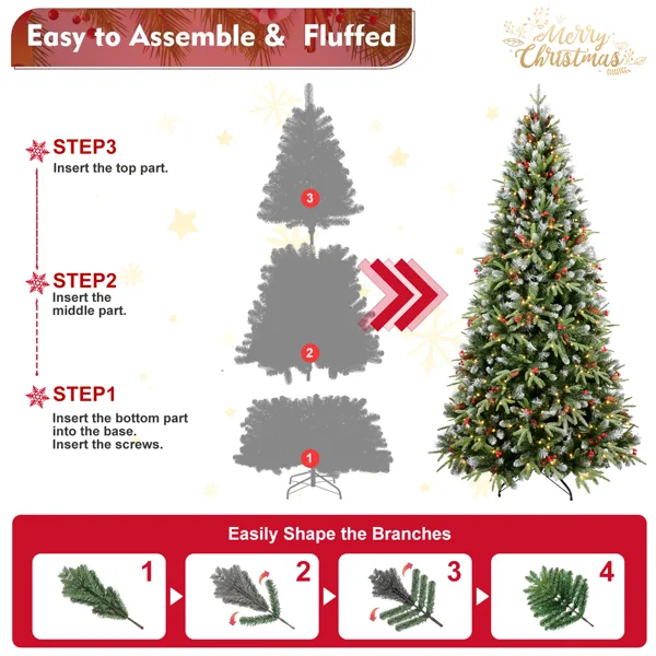Artificial 7ft Green LED-lit Christmas Tree With 2178PE PVC Mixed Branch Tips view 4