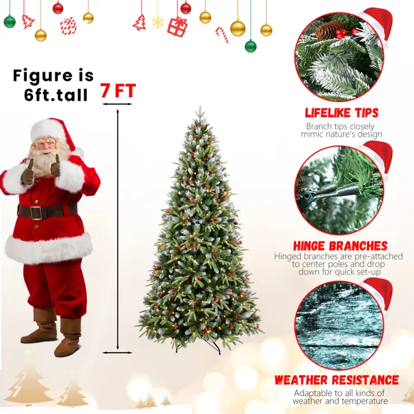 Artificial 7ft Green LED-lit Christmas Tree With 2178PE PVC Mixed Branch Tips view 2