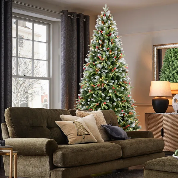 Artificial 7ft Green LED-lit Christmas Tree With 2178PE PVC Mixed Branch Tips