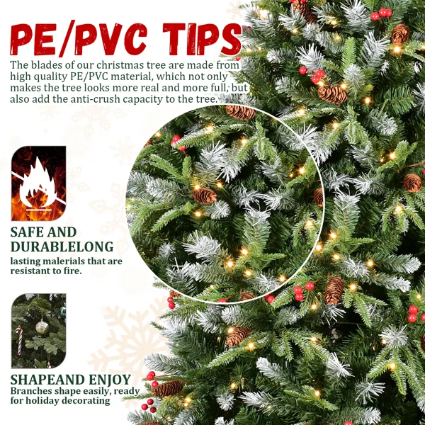 Artificial 7ft Green LED-lit Christmas Tree With 2178PE PVC Mixed Branch Tips view 3