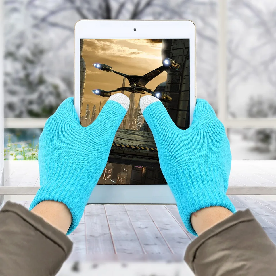 3 Color Options -- 1 Pair Unisex Winter Knit Gloves Touchscreen Outdoor Windproof Cycling Skiing Warm Gloves