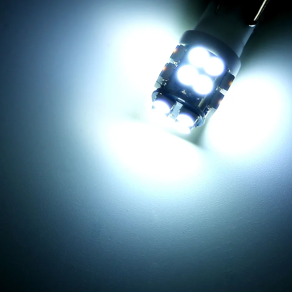 10 Pcs 12V T10 LED Light Bulb Wedge Base Interior Dome Map LED Lights License Plate Trunk Side Positioning Lights 6000K White view 2