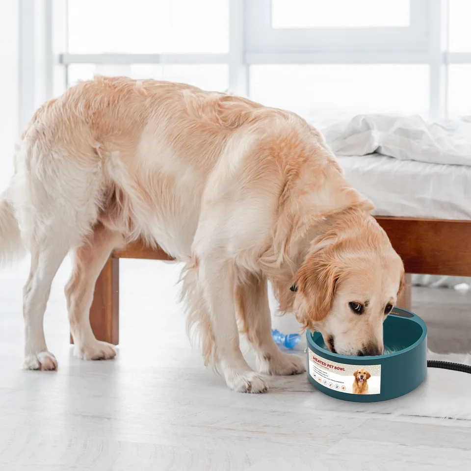 1 Pc Heated Water Bowl For Dog Cat 74.4OZ Heating Water Dish IP67 Waterproof Thermal Water Bowl Heated Pet Bowl Dog Cat Water Feeder Bowl view 2