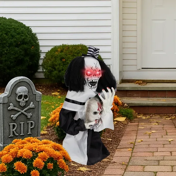 1.8ft Halloween Decoration Scary Clown, Sound-Actived Party Decor With Creepy Sound , Scary Haunted House Props For Indoor Party Home Table Garden Yard Lawn view 3