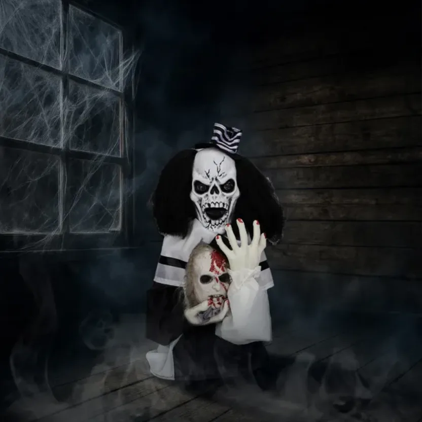 1.8ft Halloween Decoration Scary Clown, Sound-Actived Party Decor With Creepy Sound , Scary Haunted House Props For Indoor Party Home Table Garden Yard Lawn view 4