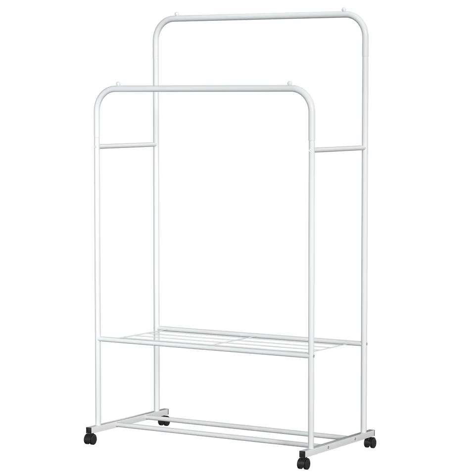 1 Pc Garment Hanging Rack Clothing Hanging Rail Pillow Shoe Display Organizer Stand Rolling Wheel Clothes Organizer view 4