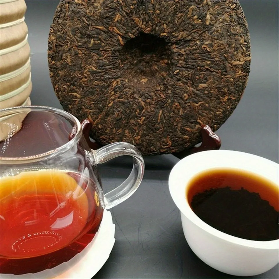 357g Aged Raw Pu-erh Tea Cake Yunnan Ancient Tree, Traditional Chinese Puer Tea view 3