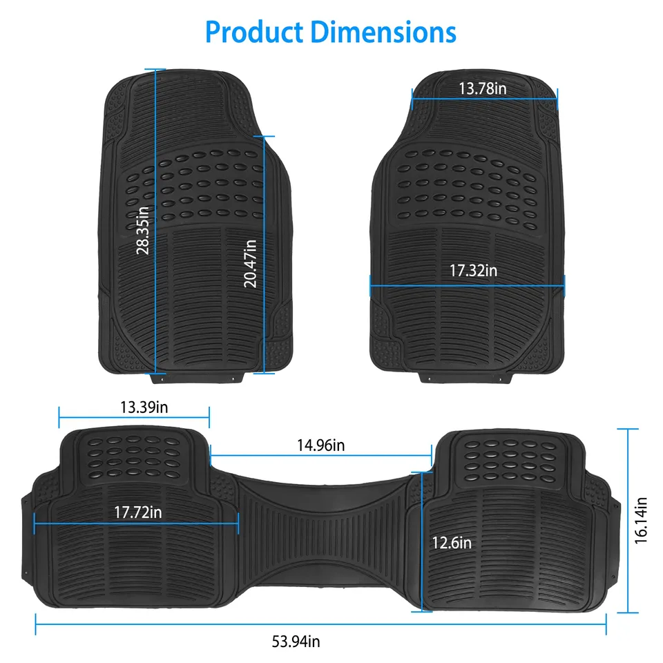 Set Of 3Pcs Automotive Floor Mats Set Front Rear PVC Rubber Floor Mats Heavy Duty Drive Vehicle Car Mats With Trimmable Design Fit Most Cars SUVs Trucks view 2