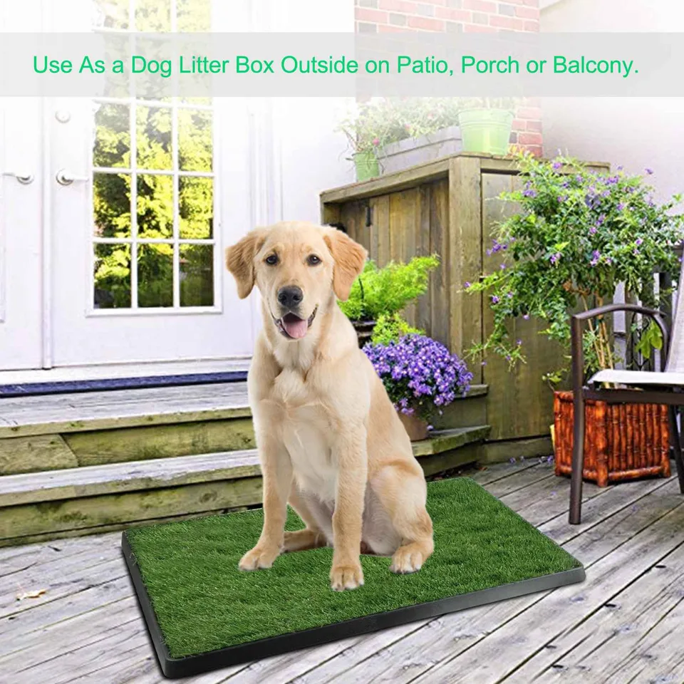 1 Pc Dog Potty Training Artificial Grass Pad Pet Cat Toilet Trainer Mat Puppy Loo Tray Turf For Small Medium Dogs Indoor Outdoor Use view 2