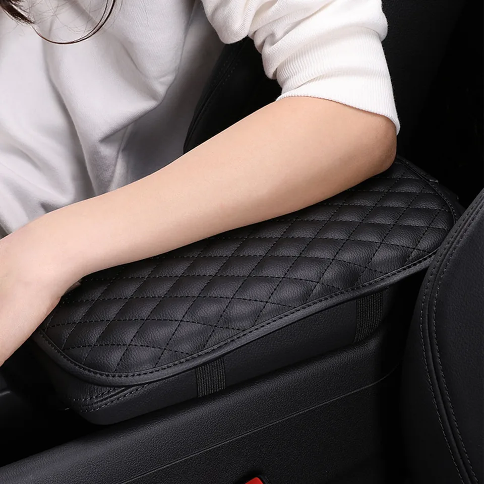 1Pc Car Armrest Pad Cover PU Leather Auto Center Console Seat Box Cover Protector Car Accessories Armrest Cushion Pad Fit For Vehicle SUV Truck Car view 3