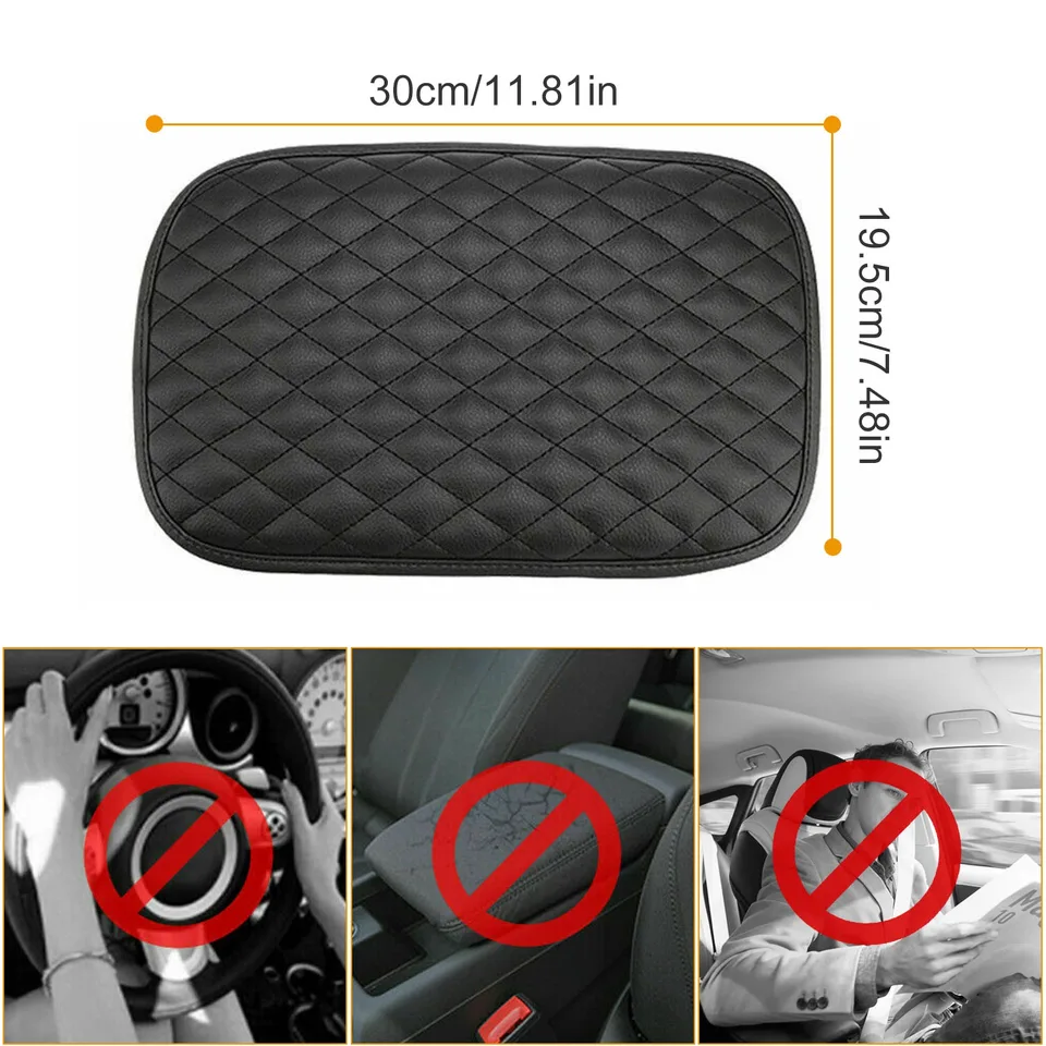 1Pc Car Armrest Pad Cover PU Leather Auto Center Console Seat Box Cover Protector Car Accessories Armrest Cushion Pad Fit For Vehicle SUV Truck Car view 4