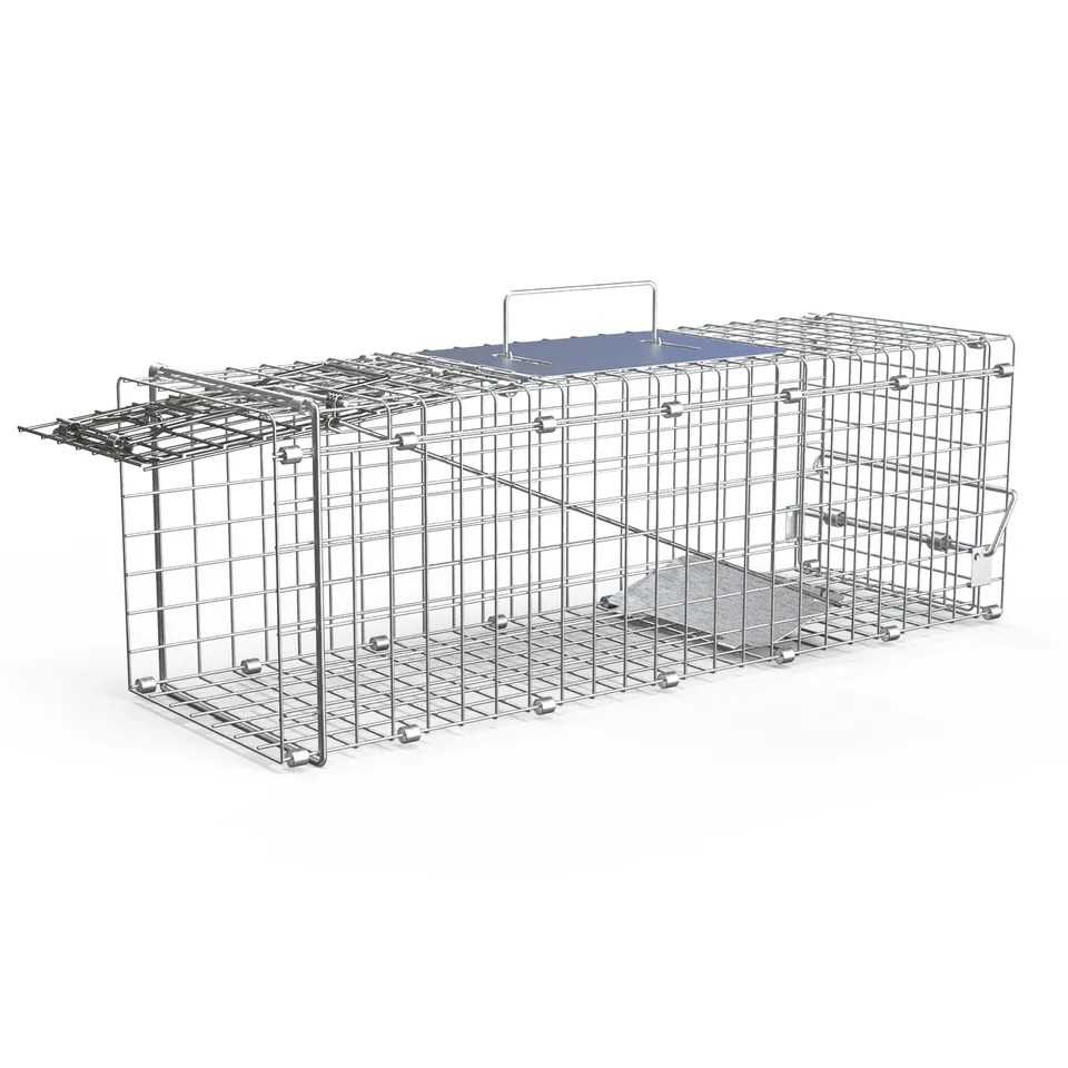 1 Pc Humane Cat Trap Cage Catch Release Live Animal Rodent Cage Collapsible Galvanized Wire For Small Raccoons Beavers Groundhogs Foxes view 4