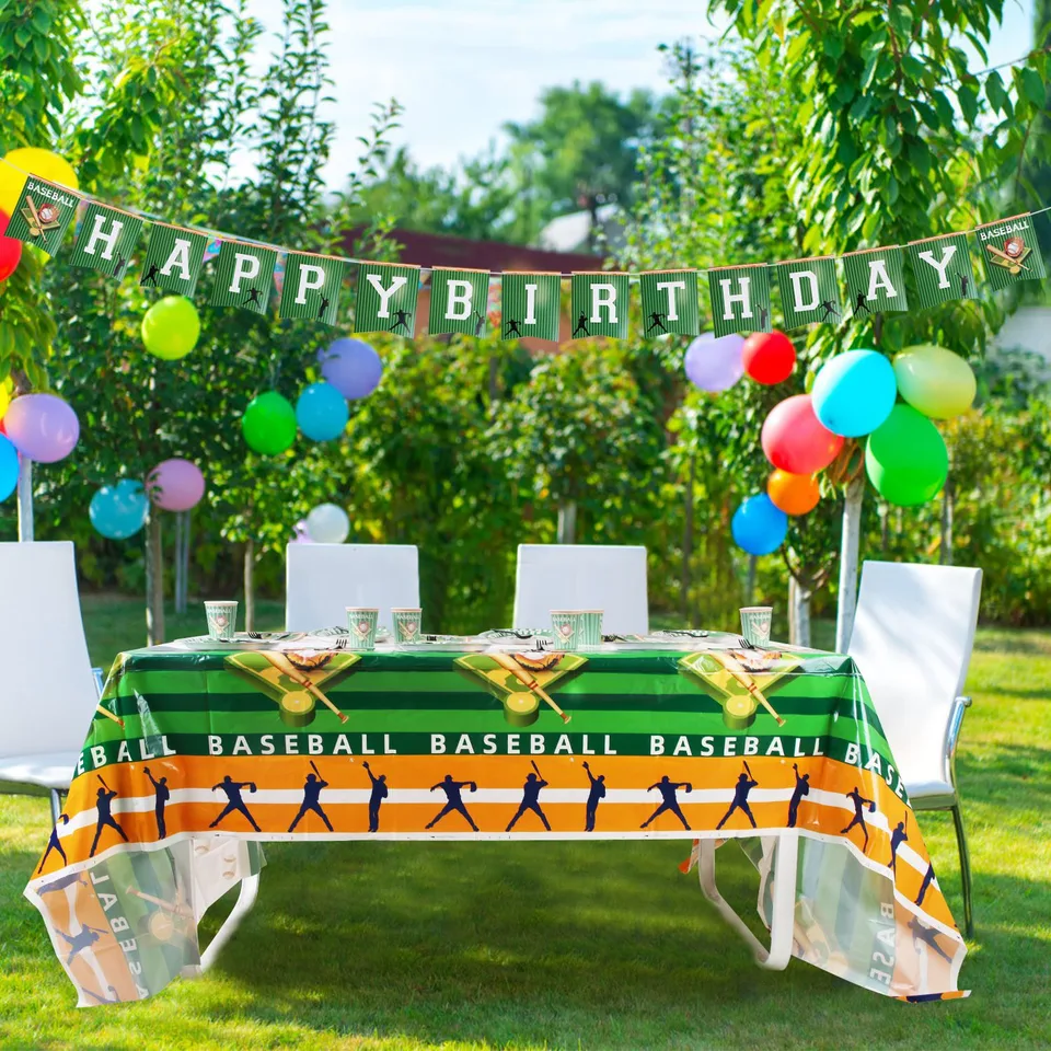 171 Pcs Baseball Party Supplies Kit Baseball Birthday Party Disposable Dinnerware Set Baseball Themed Party Tableware Decorations Cups view 2