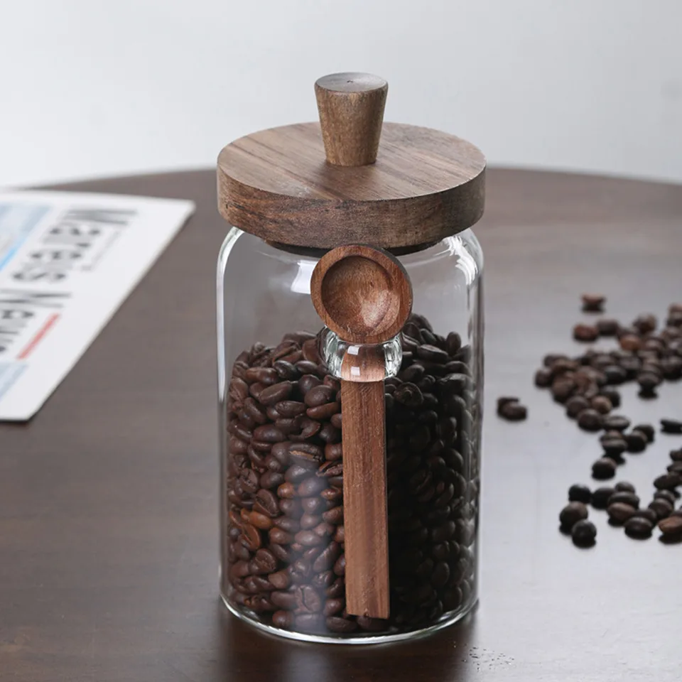 3 Pcs Glass Coffee Jars With Spoons,Candy Jars,Biscuit Jars,Storage Jars,Tea Jars view 3