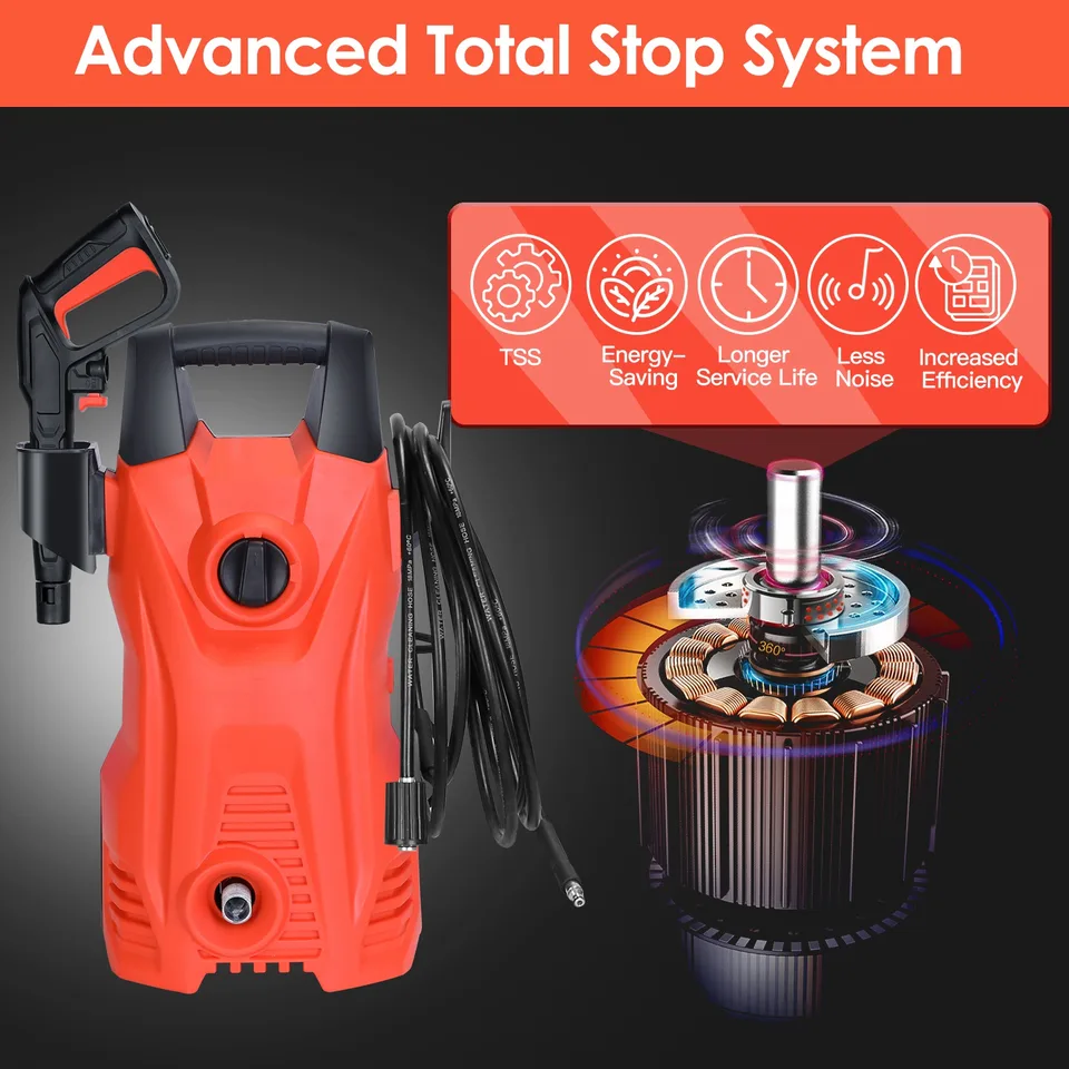 1Pc Electric High Pressure Washer 1740PSI  Powerful Car Washer Pressure Cleaner With Adjustable Spray Nozzle Soap Dispenser IPX5 Waterproof For Patio Garden Driveway view 2
