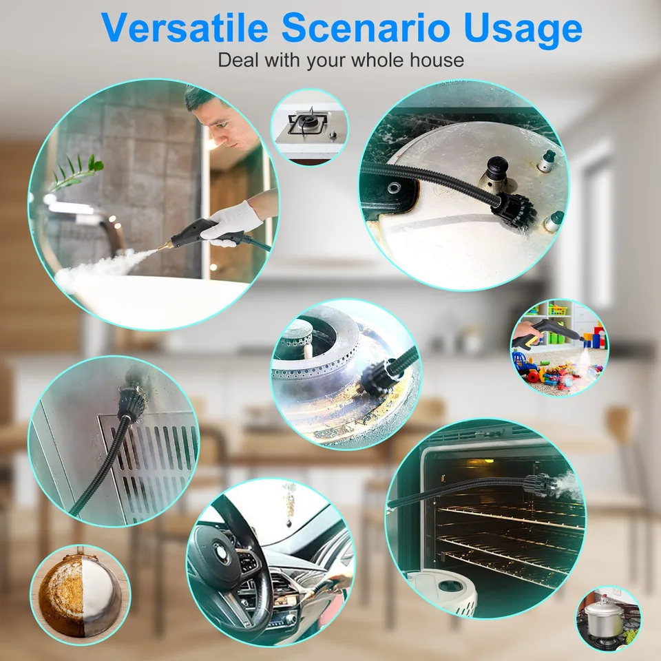 1Pc 2500W Handheld High Temperature And Pressure Steamer Cleaner With 1400ML Tank 9 Accessories 6 Steam Levels For Dirt Grease Grout Tile Floor Couch Car view 4