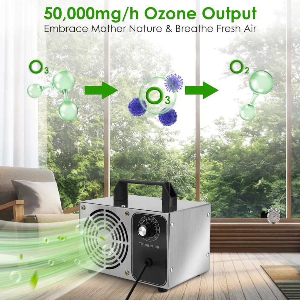 1Pc 110W 50000mg Per Hour Ozone Generator Odor Eliminator Ionizer Air Purifier With 60Mins Timer Cover Up To 3229Sq.Ft For Rooms Smoke Cars Pets view 4