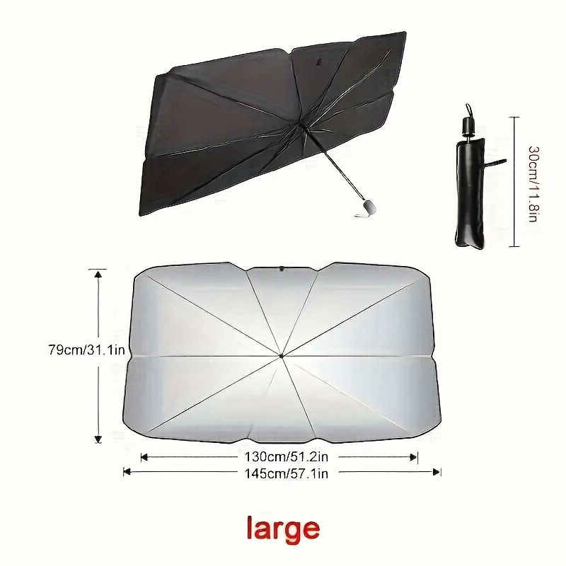 UPF50-Sunshade-UPF50- Compact Roll-Up Sunshade For Front Window - Heat Insulation And UV Protection, Easy-to-Use Auto Interior Accessory, Fits Most Vehicles, Sun Protection Curtain, Sleek Black Umb view 2