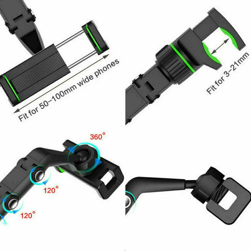 Car Rearview Mirror Rotation Adjustable Phone Holder Mount Multifunction view 2