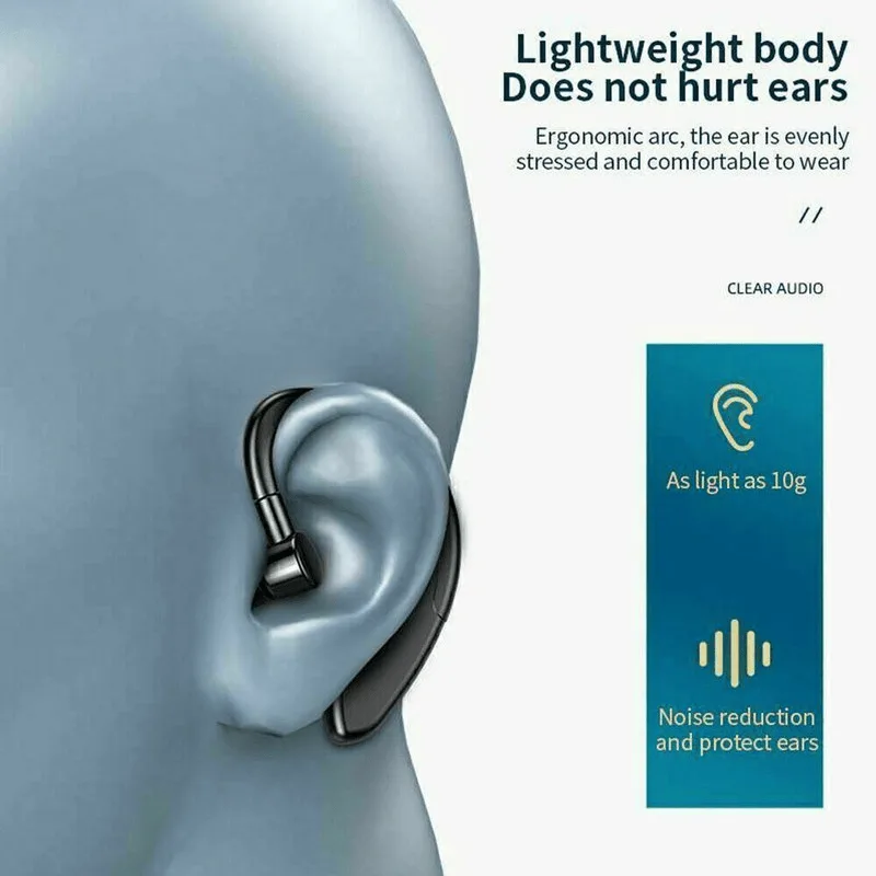 Wireless Bluetooth 5.0 Earpiece Headset Driving Trucker Earbuds Noise Cancelling view 3