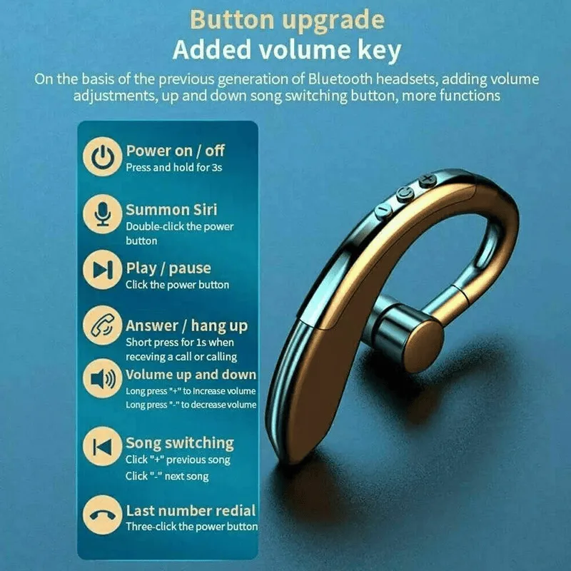 Wireless Bluetooth 5.0 Earpiece Headset Driving Trucker Earbuds Noise Cancelling view 2