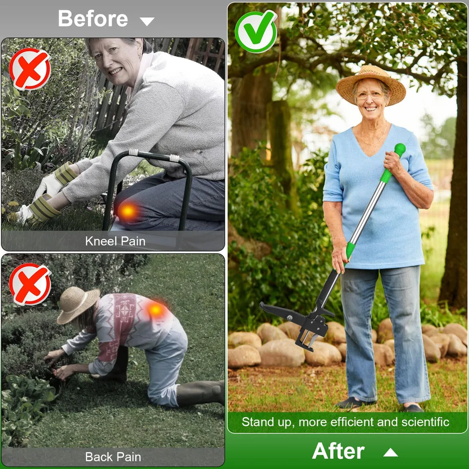 1 Pc Aluminum Weed Puller Stand Up Weeder Without Bending Kneeling Manual Weed Remover Tool With 4 Claws For Lawn Yard Garden Patio view 4