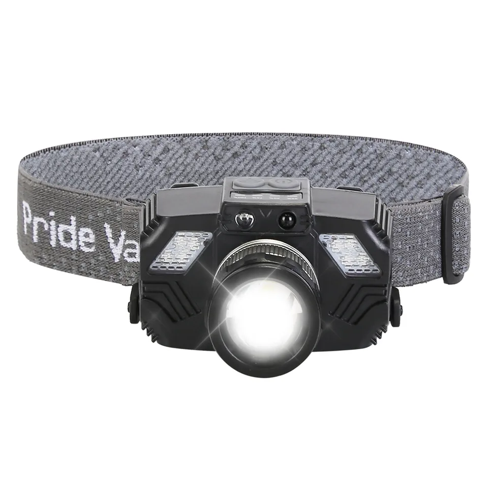 1Pc Motion Sensor LED Headlamp Zoomable Headlamp Flashlight Waterproof Outdoor Emergency Headlight With 3 Lighting Modes