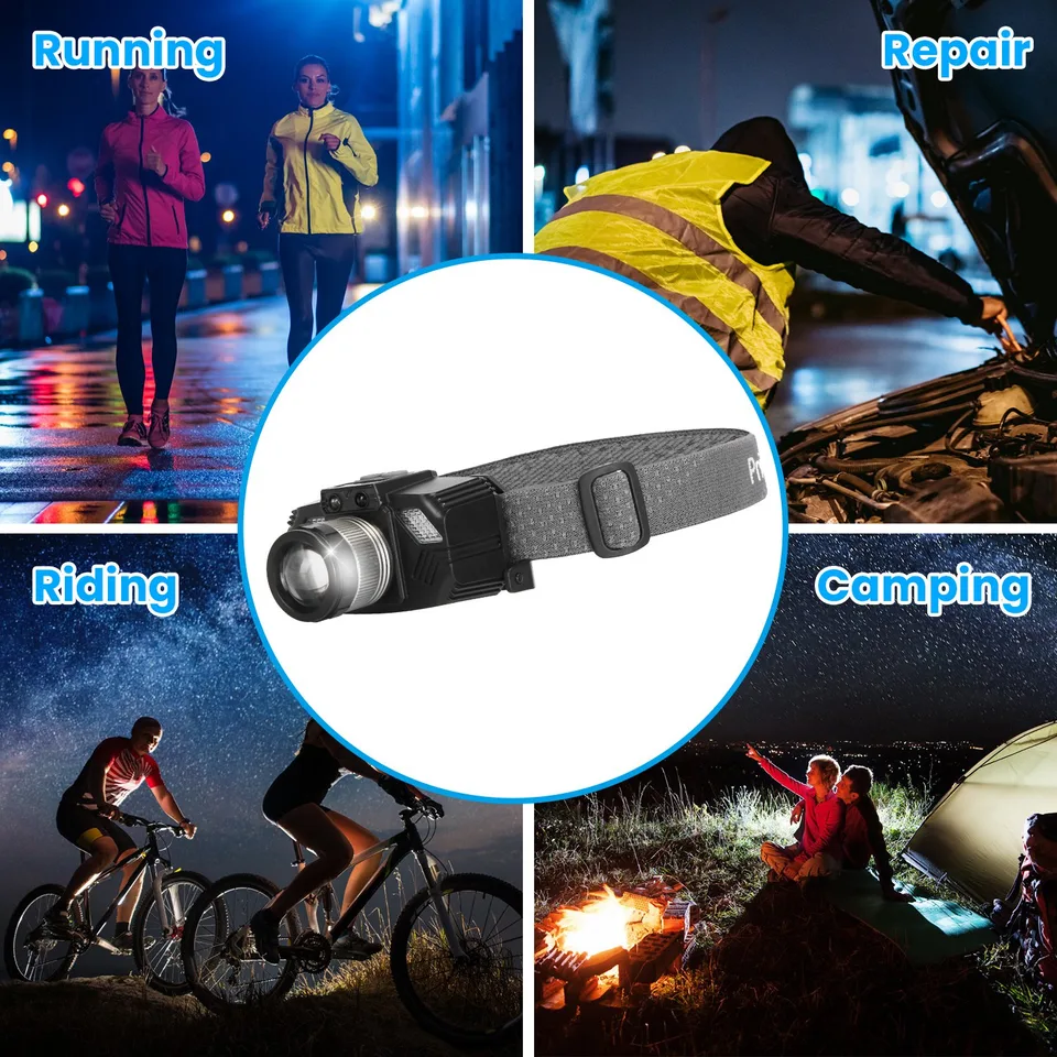 1Pc Motion Sensor LED Headlamp Zoomable Headlamp Flashlight Waterproof Outdoor Emergency Headlight With 3 Lighting Modes view 3