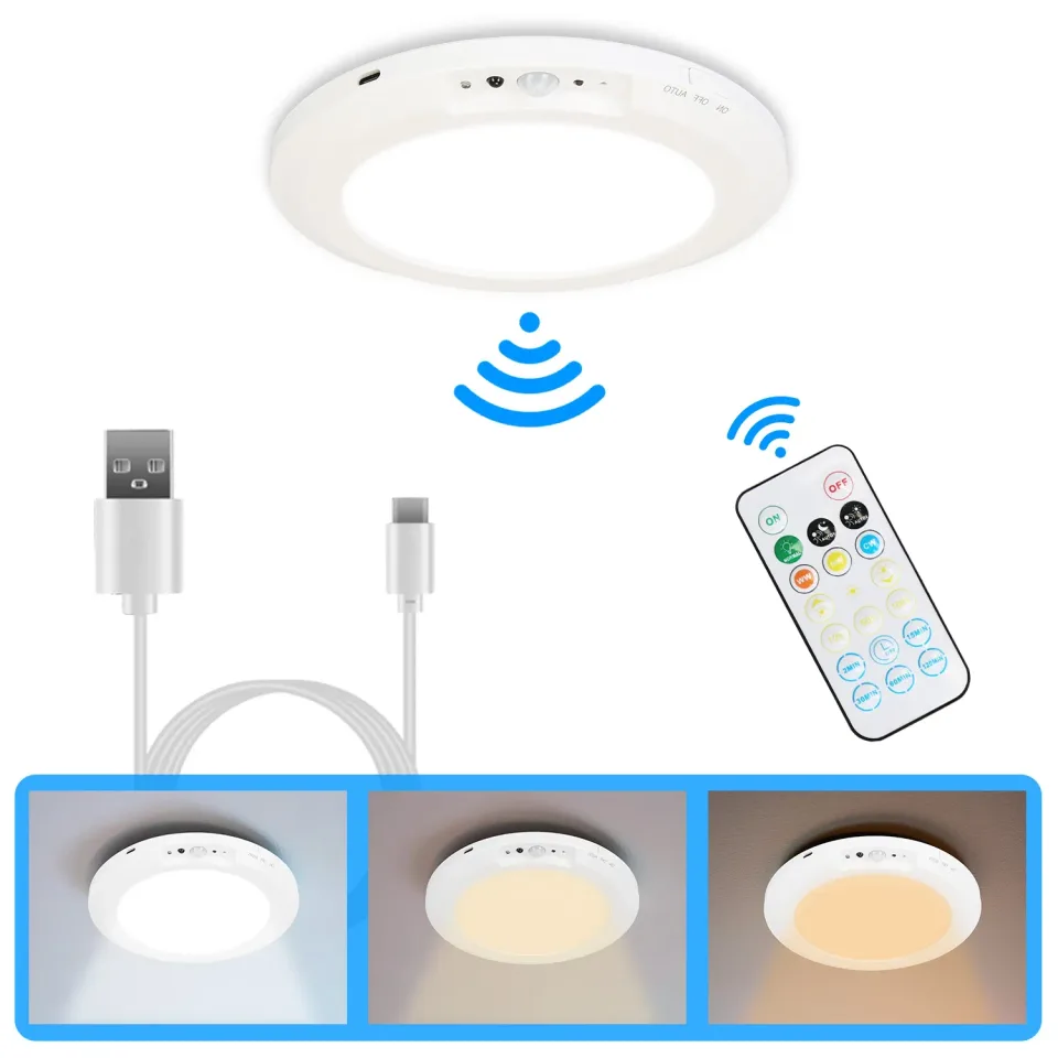 Magnetic Flush Ceiling Light Rechargeable Motion Sensor Ceiling Light Wireless Ceiling Light With Timer Remote Stepless Dimmable For Closet Stairs Garage Bathroom GPCT5333 view 3