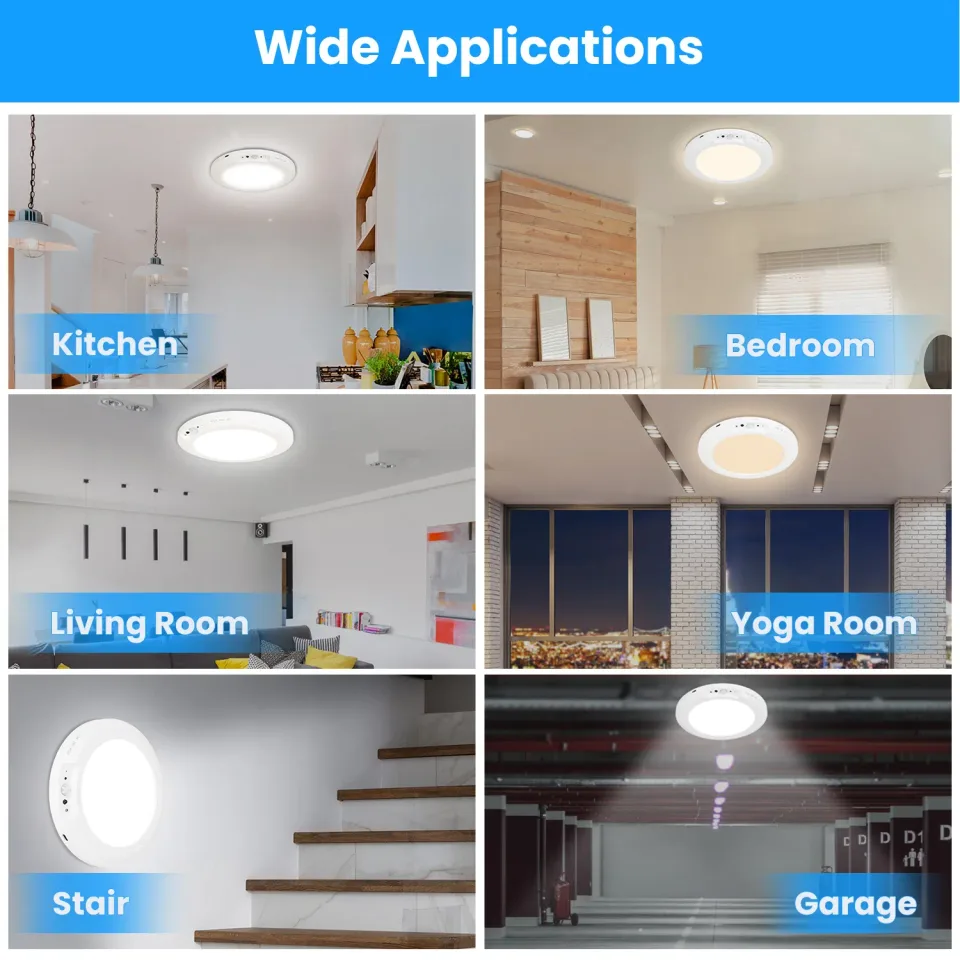 Magnetic Flush Ceiling Light Rechargeable Motion Sensor Ceiling Light Wireless Ceiling Light With Timer Remote Stepless Dimmable For Closet Stairs Garage Bathroom GPCT5333 view 2