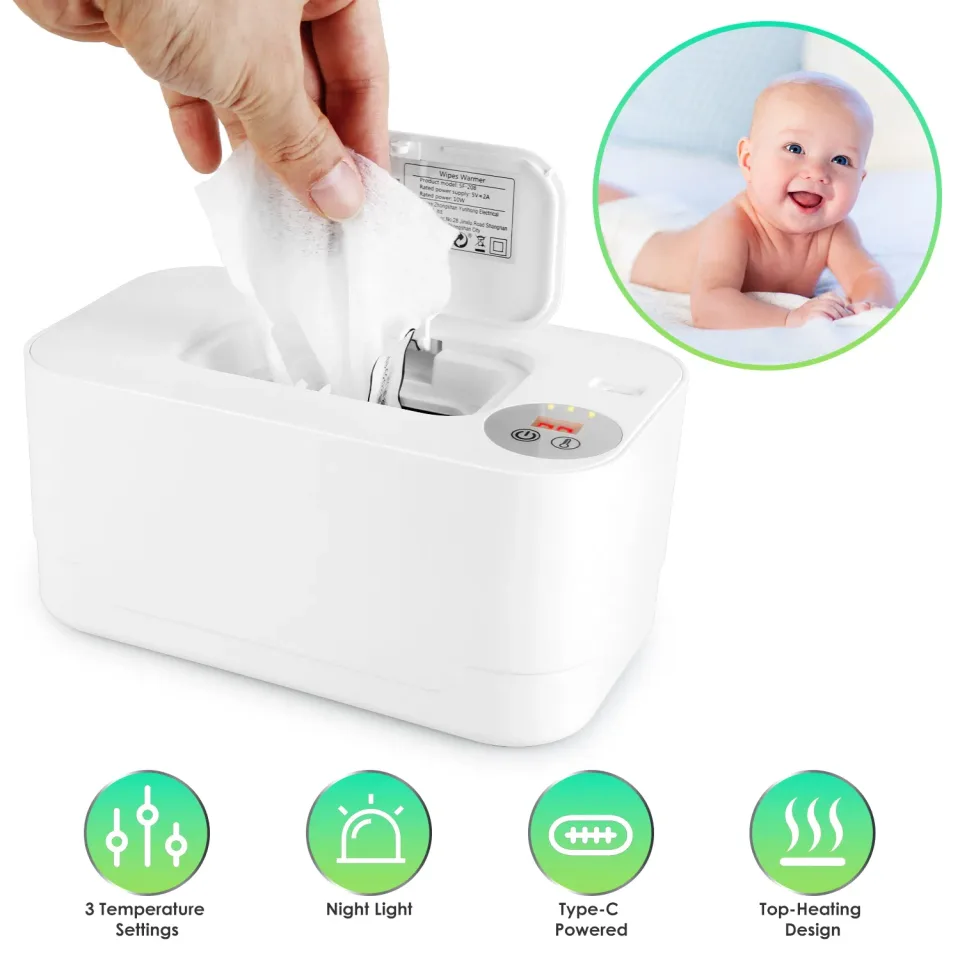 Baby Wipe Warmer With 3 Temperature Settings Type-C Powered Baby Wet Wipes Dispenser With Night Light Large Capacity Diaper Wipe Warmer For view 3