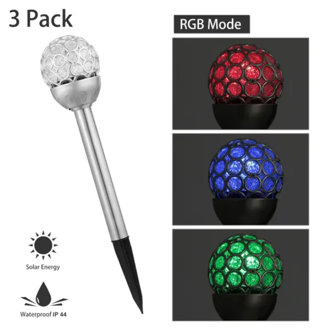 Solarek 3 Pcs Outdoor Solar Lights IP44 Waterproof Ball RGB Light Garden Decor Lamp Landscape Christmas view 2