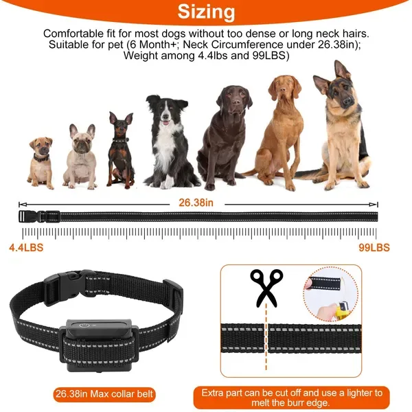 Dog Training Collar Receiver IP67 Waterproof Dog Bark Shock Vibration Beep Receiver Up To 3280ft view 3