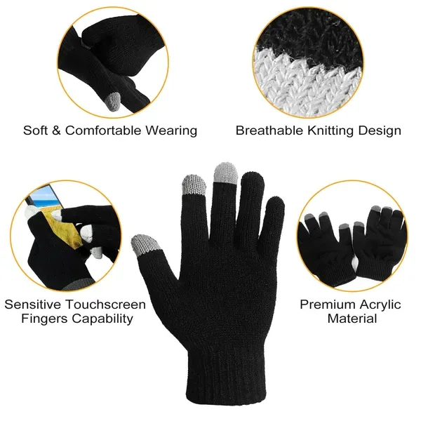 Unisex Touch Screen Gloves Full Finger Winter Warm Knitted Gloves For Warmth Running Cycling Camping Hiking view 3