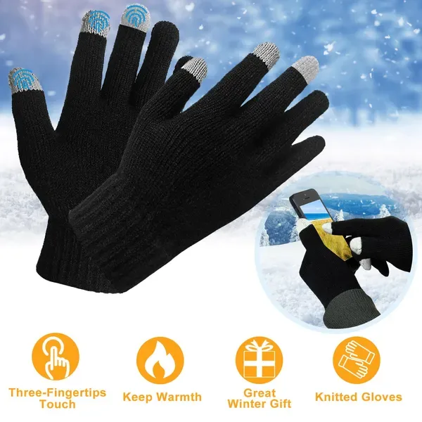 Unisex Touch Screen Gloves Full Finger Winter Warm Knitted Gloves For Warmth Running Cycling Camping Hiking view 2