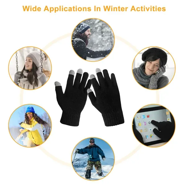 Unisex Touch Screen Gloves Full Finger Winter Warm Knitted Gloves For Warmth Running Cycling Camping Hiking view 4