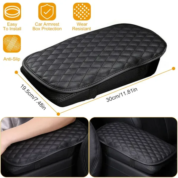 Car Armrest Pad Cover PU Leather Auto Center Console Seat Box Cover Protector Car Accessories Armrest Cushion Pad view 3